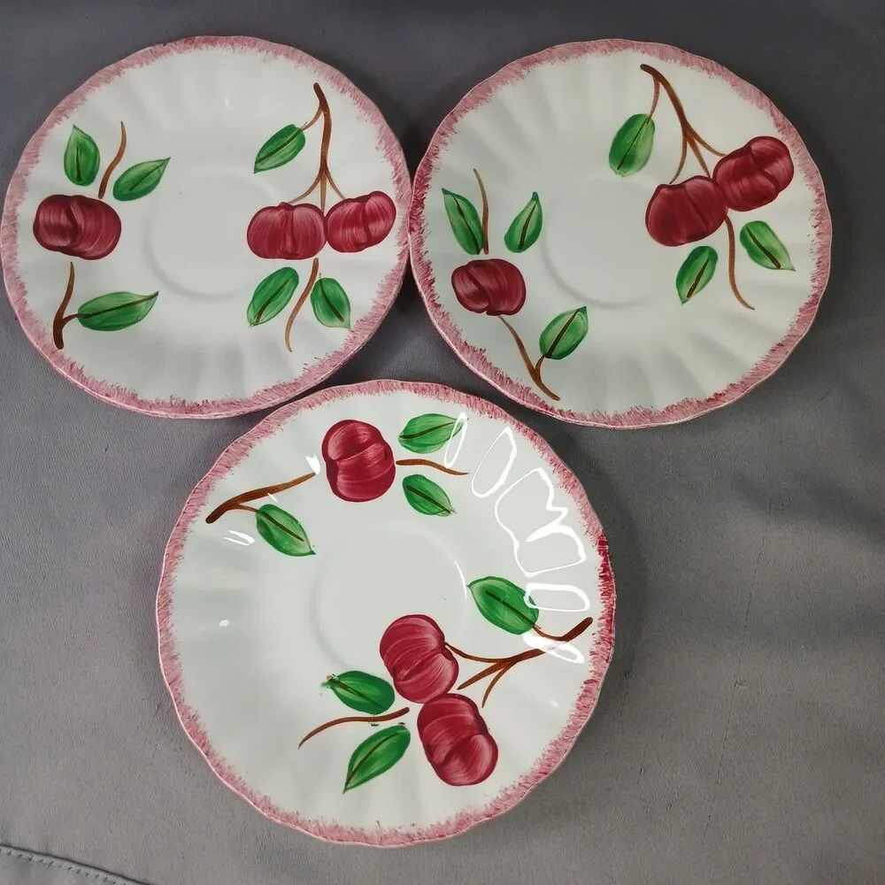 4 Blue Ridge Southern Pottery 3 Cups and Saucer Sets Vintage Crab Apple